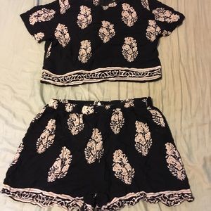 Two piece matching shorts and crop top